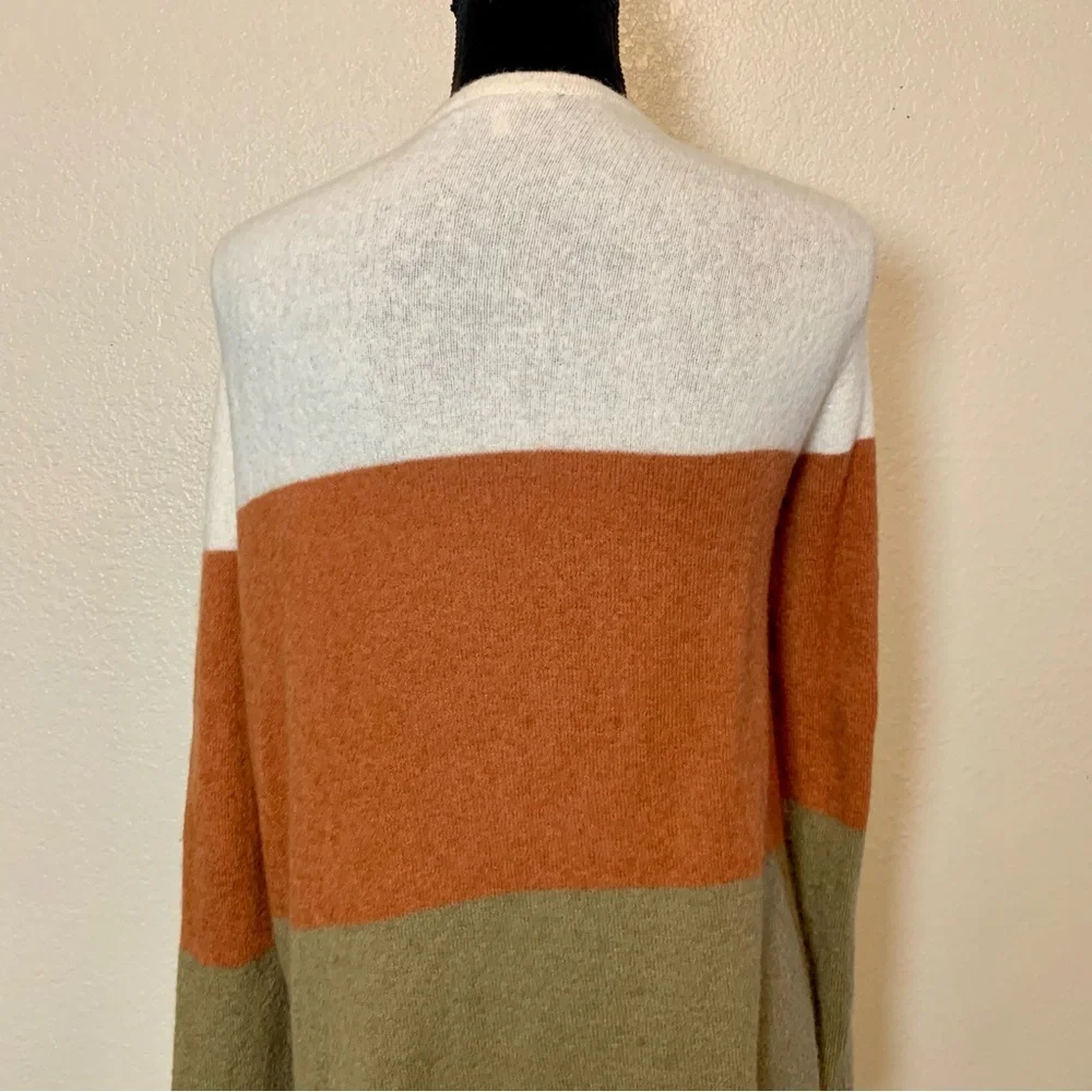 Madewell Kent Stripe Cardigan Sweater Longline Open Front Color Block Size Small